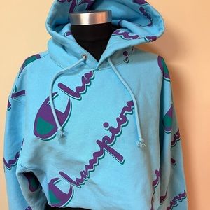 Colorful Champion cropped hoodie